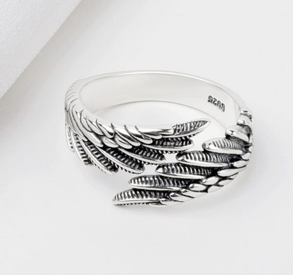 Love Couple Plain Silver Ring Angel Wings - Image 8